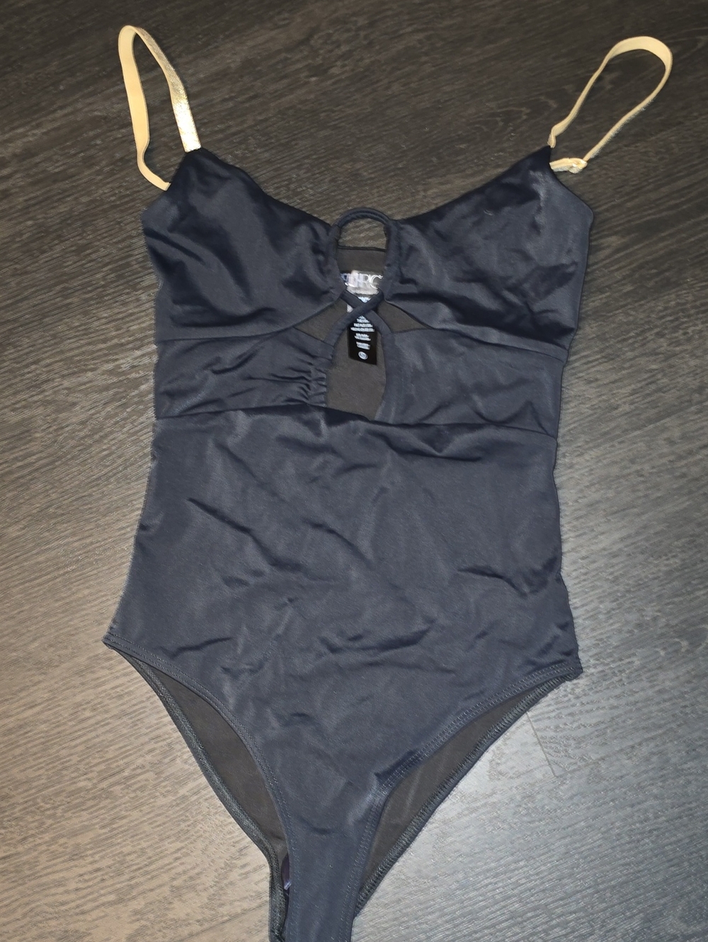 Beach Riot Black One-Piece Swimsuit with Gold Straps